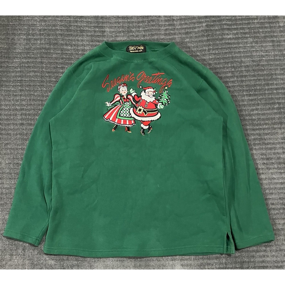 Vintage Christmas Sweatshirt Crewneck Bob Mackie Ugly Xmas Sweater Santa Claus S
